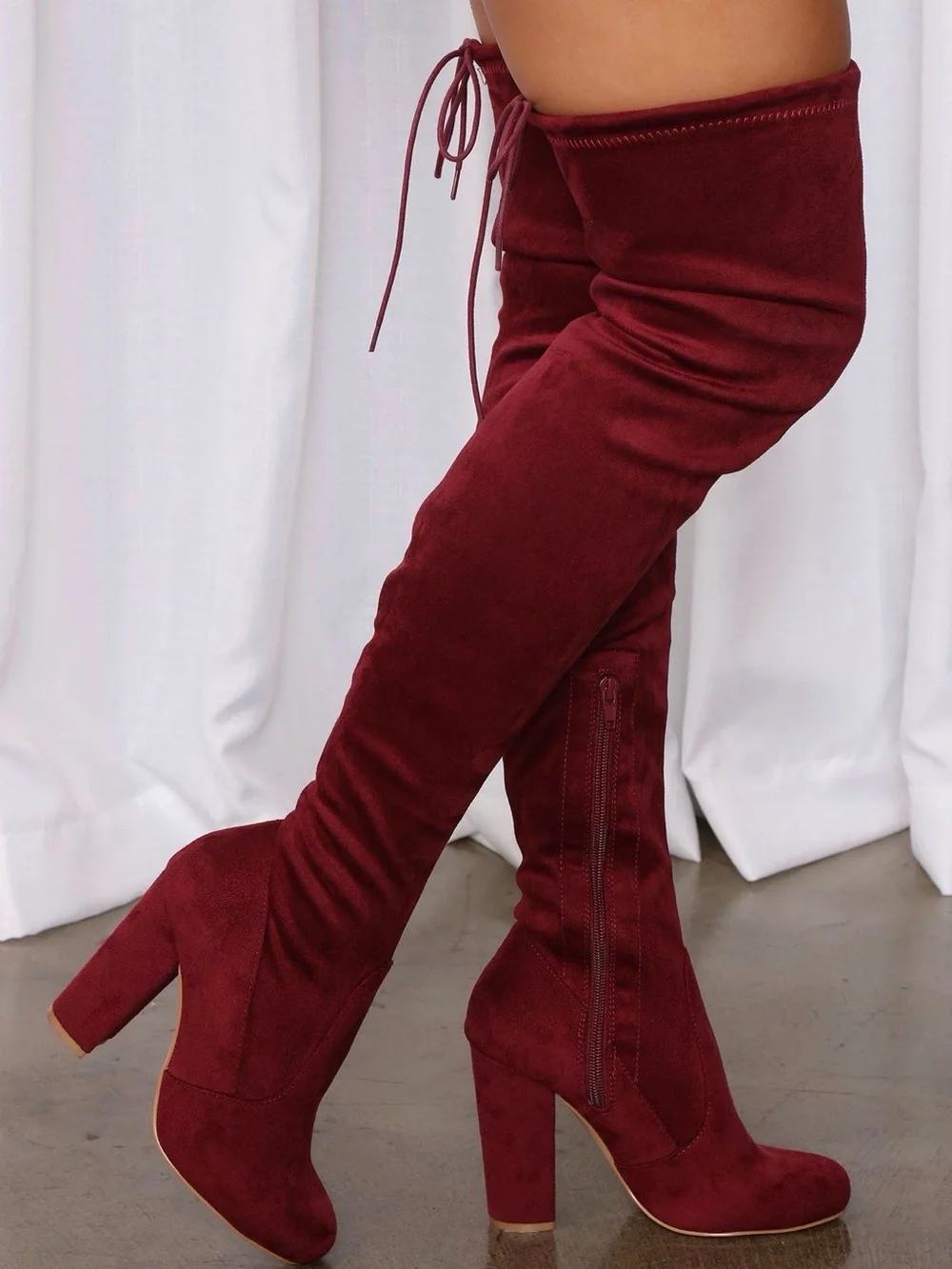 Pretty Thigh High Suede Boots- Burgundy ALSO IN BLACK IN CLOSET